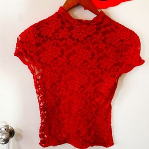 Dark Orange Lace Shirt